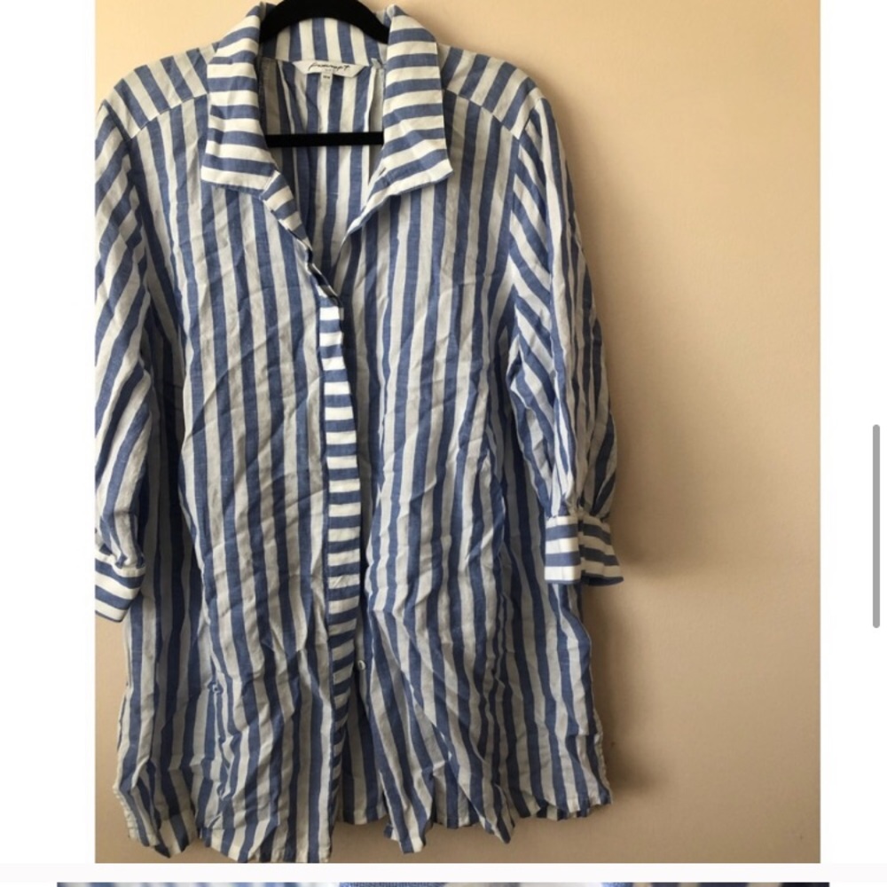 Foxcroft NYC Blue Striped Button Down 18W - Picture 6 of 10